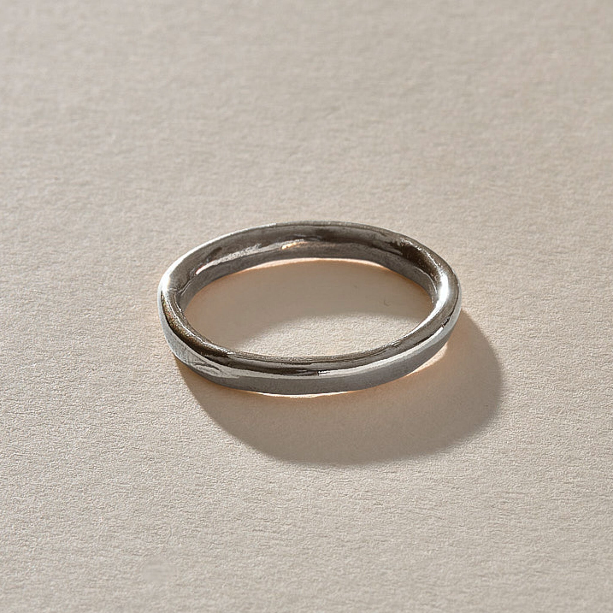 Mist Ring in recycled sterling silver, thin organic stacking band