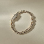 Sagrado Cuban Link Bracelet in recycled sterling silver, a 6mm curb chain with a box clasp.