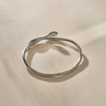 Serpent Snake Bangle in sterling silver with the snake head raised.