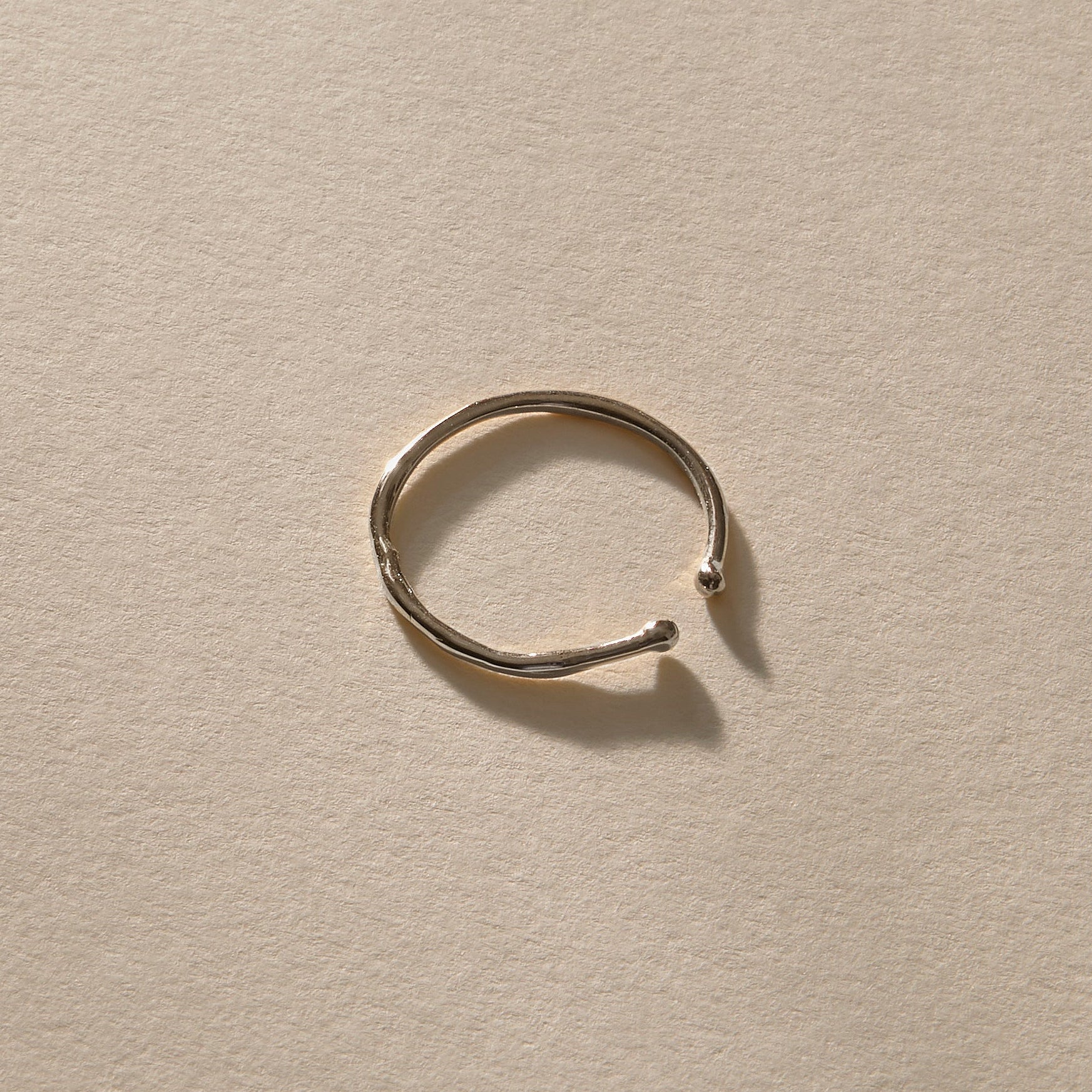 Solea Toe Ring in recycled sterling silver, thin adjustable open band