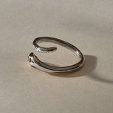 Stoned Serpent Smoky Quartz Ring in recycled sterling silver, view from above of the coiled snake