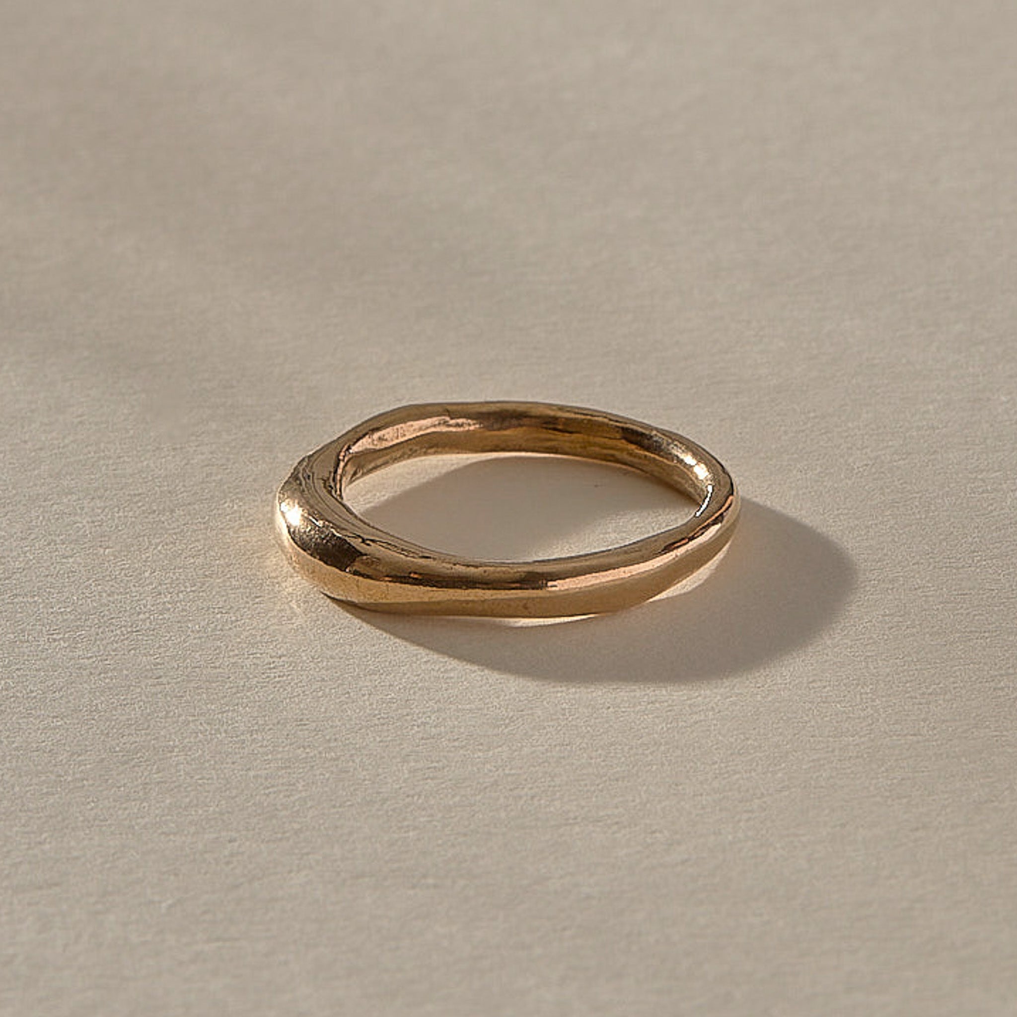 Wabi Ring in recycled bronze, organic hand-polished stacking band