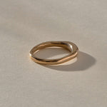 Wabi Ring in recycled bronze, side view of the band tapering from 4mm to 2mm