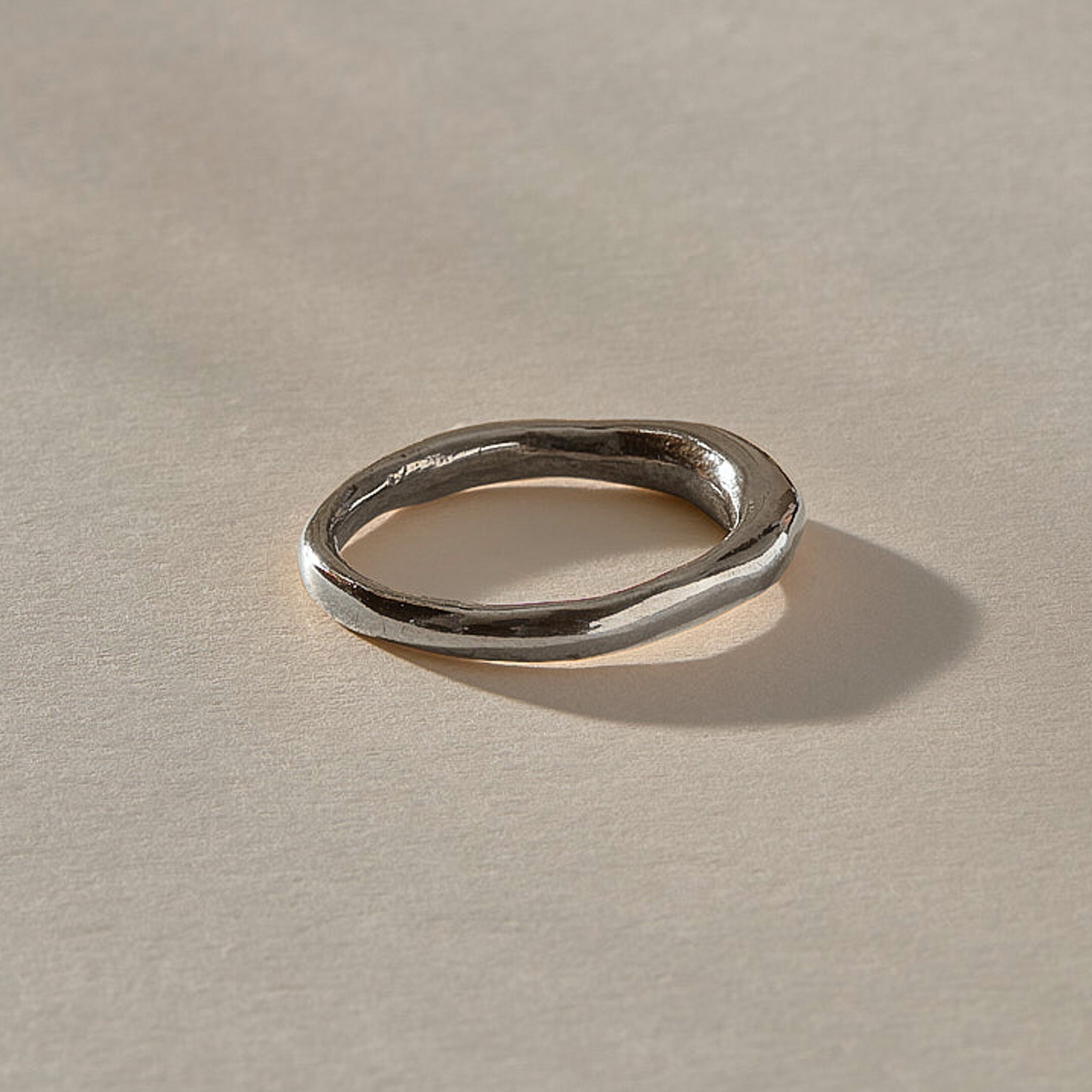 Wabi Ring in recycled sterling silver, organic hand-polished stacking band