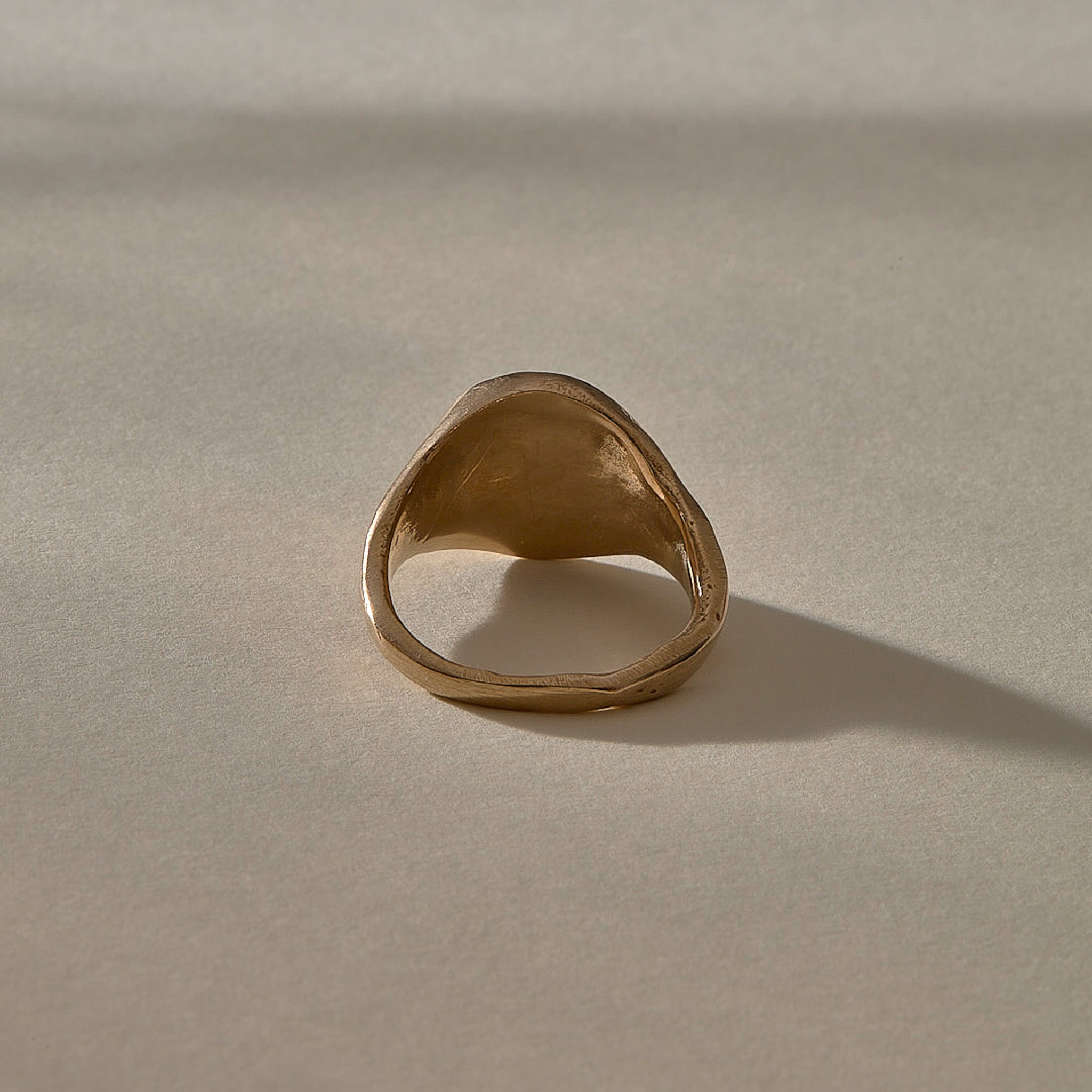 Wild Rose Ring in recycled bronze, back view of the signet