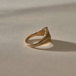 Wild Rose Ring in recycled bronze, side view of the band tapering to 2mm