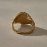 Wild Rose Ring in solid recycled gold, back view of the signet