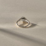Back of the silver Yemayá Pearl Ring, showing the smooth sterling silver band.