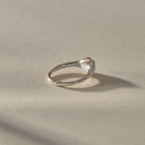 Yemayá Pearl Ring in sterling silver from the side, with the pearl rising from the textured setting.