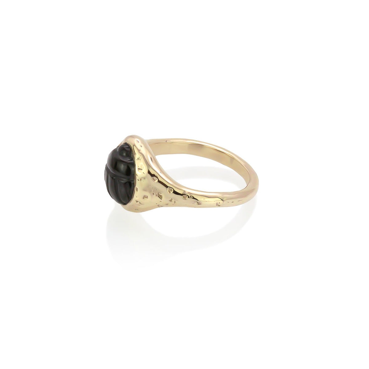 Black Spinel Scarab Amulet Ring - Catori Life