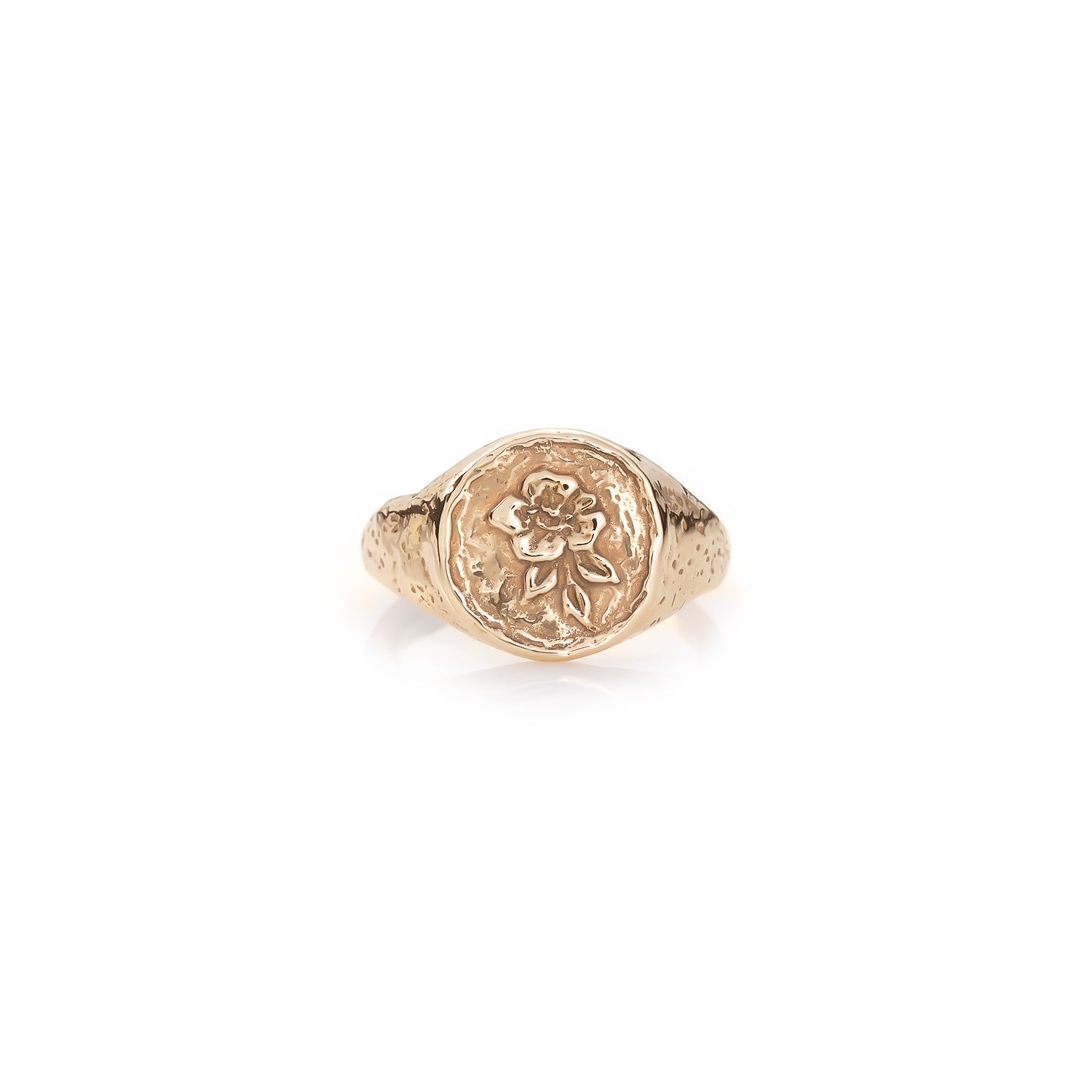 Wild Rose signet ring on a white background